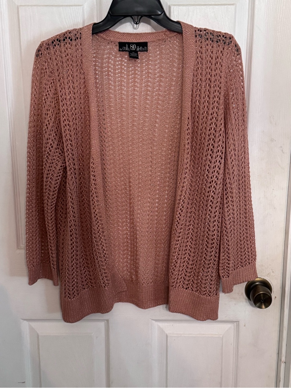 3/4 sleeve 80 park Open Knit Cardigan Sweater - Dusty Rose